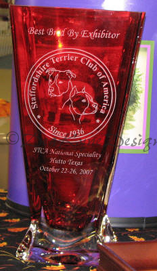STCA National Amstaff Trophy - Etched Crystal Vase