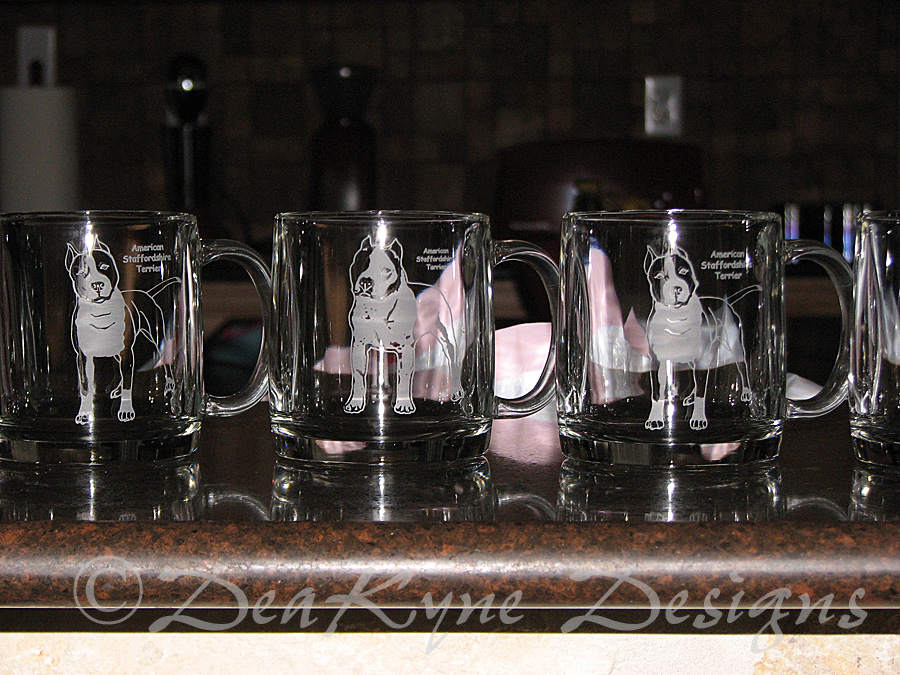 Etched coffee mugs cups
